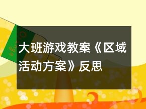 大班游戲教案《區(qū)域活動(dòng)方案》反思