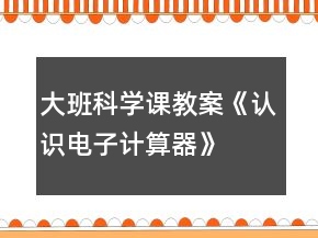 大班科學(xué)課教案《認(rèn)識電子計算器》