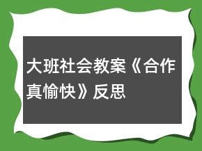大班社會教案《合作真愉快》反思