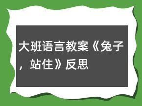 大班語言教案《兔子，站住》反思