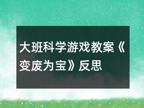 大班科學(xué)游戲教案《變廢為寶》反思