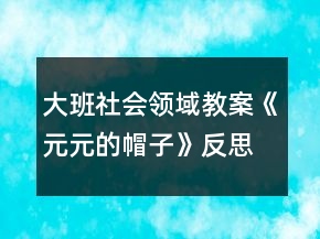 大班社會領(lǐng)域教案《元元的帽子》反思