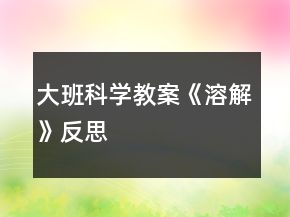 大班科學(xué)教案《溶解》反思