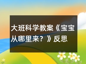 大班科學(xué)教案《寶寶從哪里來(lái)？》反思