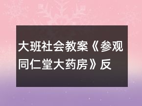 大班社會教案《參觀同仁堂大藥房》反思