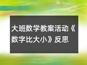 大班數(shù)學教案活動《數(shù)字比大小》反思