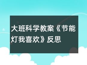 大班科學教案《節(jié)能燈我喜歡》反思