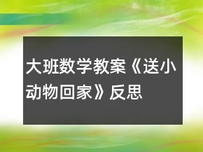 大班數(shù)學(xué)教案《送小動物回家》反思