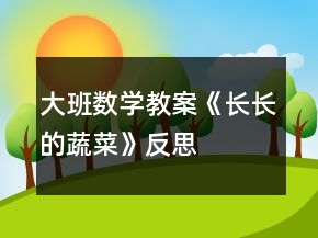 大班數(shù)學(xué)教案《長(zhǎng)長(zhǎng)的蔬菜》反思