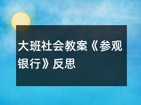 大班社會教案《參觀銀行》反思