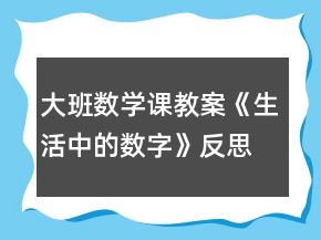 大班數(shù)學課教案《生活中的數(shù)字》反思
