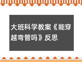 大班科學教案《能穿越彎管嗎》反思
