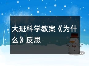 大班科學(xué)教案《為什么》反思