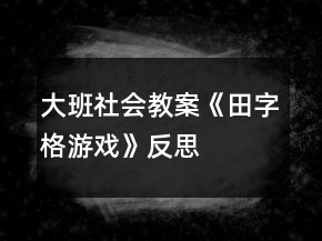 大班社會教案《田字格游戲》反思