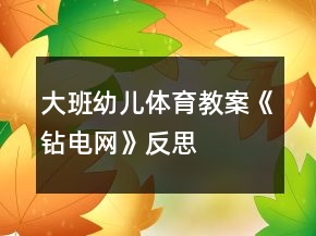 大班幼兒體育教案《鉆電網(wǎng)》反思