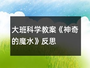 大班科學教案《神奇的魔水》反思