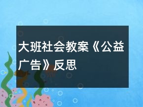 大班社會教案《公益廣告》反思