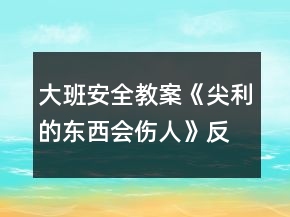 大班安全教案《尖利的東西會(huì)傷人》反思