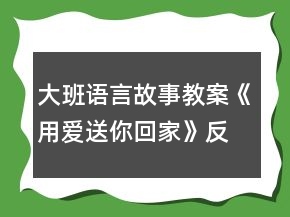 大班語(yǔ)言故事教案《用愛送你回家》反思