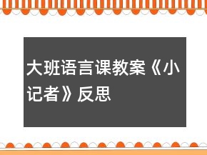 大班語(yǔ)言課教案《小記者》反思