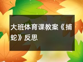大班體育課教案《捕蛇》反思