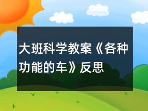 大班科學(xué)教案《各種功能的車》反思
