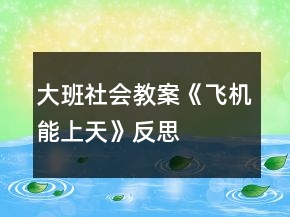 大班社會教案《飛機(jī)能上天》反思