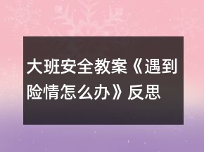 大班安全教案《遇到險(xiǎn)情怎么辦》反思
