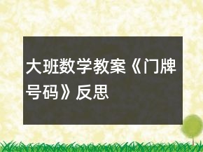 大班數(shù)學(xué)教案《門牌號(hào)碼》反思
