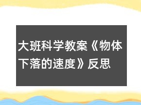大班科學(xué)教案《物體下落的速度》反思