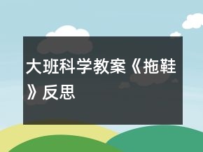 大班科學(xué)教案《拖鞋》反思