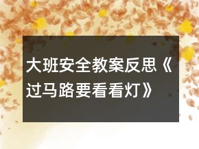 大班安全教案反思《過馬路要看看燈》