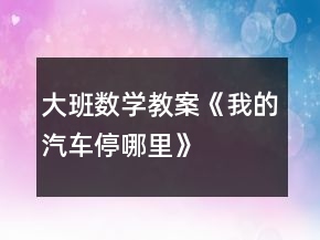 大班數(shù)學教案《我的汽車停哪里》