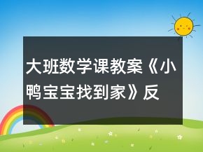 大班數(shù)學(xué)課教案《小鴨寶寶找到家》反思