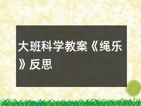 大班科學(xué)教案《繩樂》反思