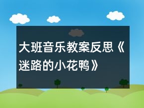 大班音樂教案反思《迷路的小花鴨》