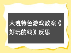大班特色游戲教案《好玩的線》反思