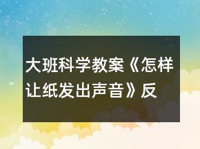 大班科學教案《怎樣讓紙發(fā)出聲音》反思