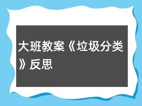 大班教案《垃圾分類(lèi)》反思