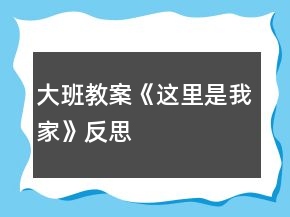 大班教案《這里是我家》反思