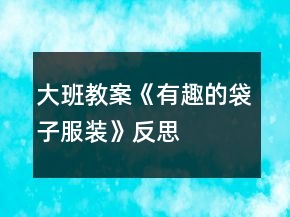 大班教案《有趣的袋子服裝》反思