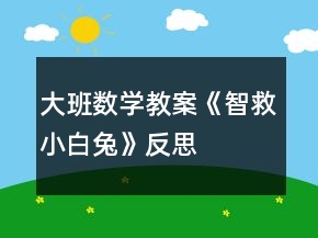 大班數(shù)學教案《智救小白兔》反思