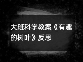 大班科學(xué)教案《有趣的樹葉》反思