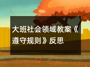 大班社會領(lǐng)域教案《遵守規(guī)則》反思