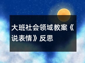 大班社會領域教案《說表情》反思