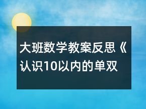 大班數(shù)學(xué)教案反思《認(rèn)識10以內(nèi)的單雙數(shù)》