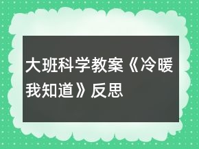 大班科學(xué)教案《冷暖我知道》反思