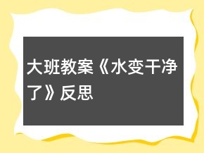 大班教案《水變干凈了》反思