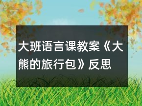 大班語(yǔ)言課教案《大熊的旅行包》反思