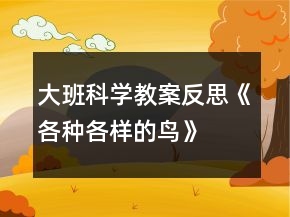 大班科學(xué)教案反思《各種各樣的鳥》